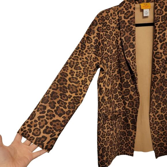 Ruby Rd Leopard Jacket Soft Faux Suede Open Jacket Size Petite Small - Picture 4 of 12